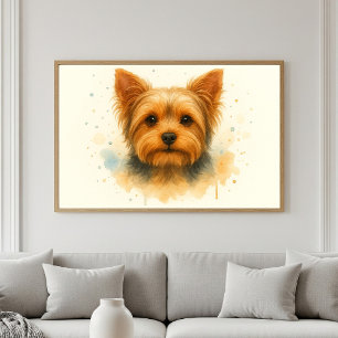 Póster Retrato de color de agua dulce de Yorkshire Terrie