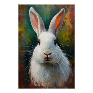 Póster Retrato de conejo artístico - Pintura de aceite vi