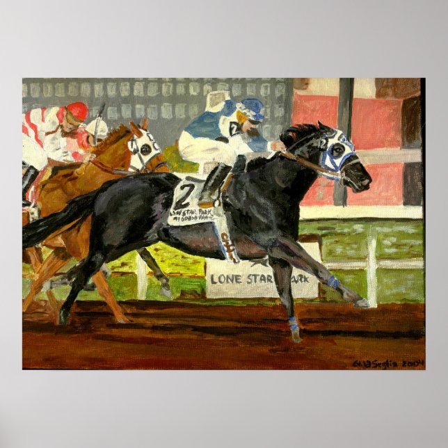 Póster Retrato de cuarto de Carreras de caballos (Frente)
