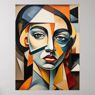Póster Retrato de Cubismo Contemporáneo Audaz Inspirado e