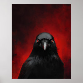 Póster Retrato de Cuervo de Ojos Carmesí