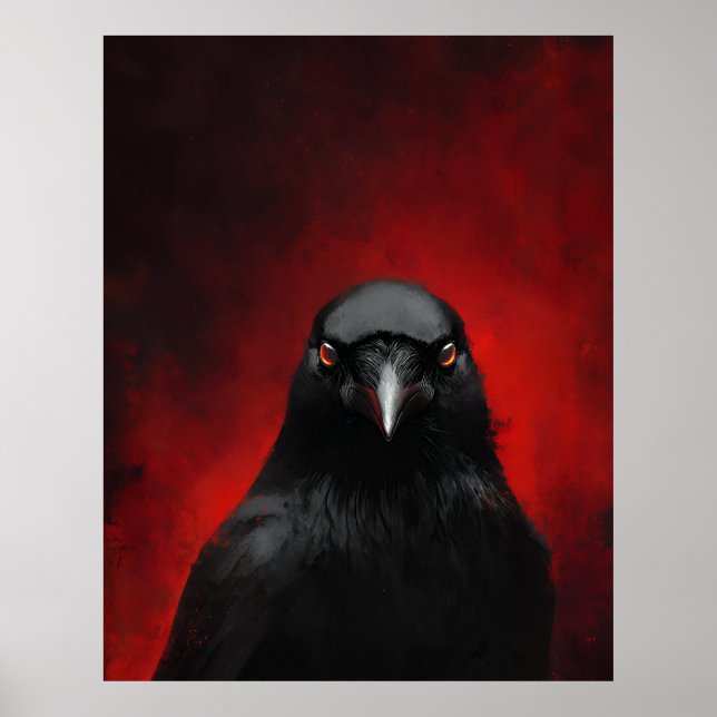 Póster Retrato de Cuervo de Ojos Carmesí (Frente)
