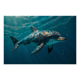 Póster Retrato de delfín submarino de Ocean Blue