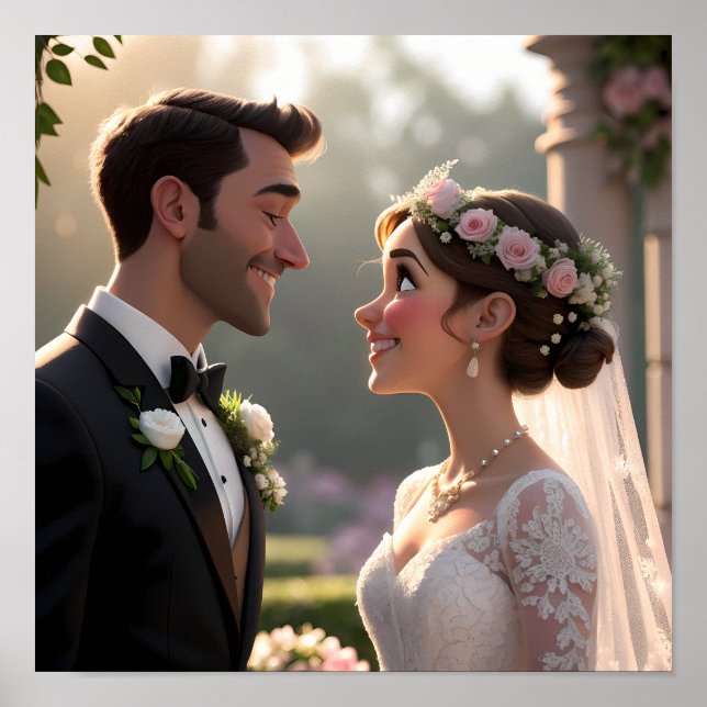 Póster Retrato de dibujos animados en 3D personalizado a  (Frente)