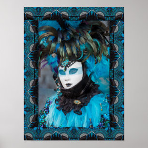 Póster Retrato de disfraz artístico de carnaval, Venecia