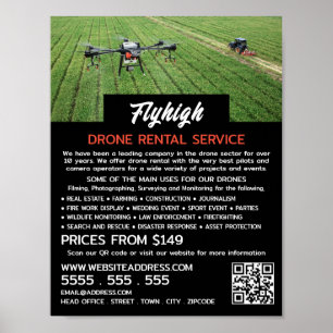 Póster Retrato de drones cultivadores, empresa de alquile