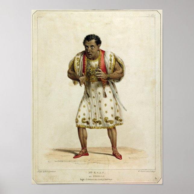 Póster Retrato de Edmund Kean como Othello (Frente)