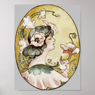 Póster Retrato de elegancia de encanto de belleza femenin