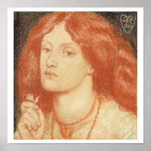 Póster Retrato de Elizabeth Siddal (1834-62), 1860 (rojo)