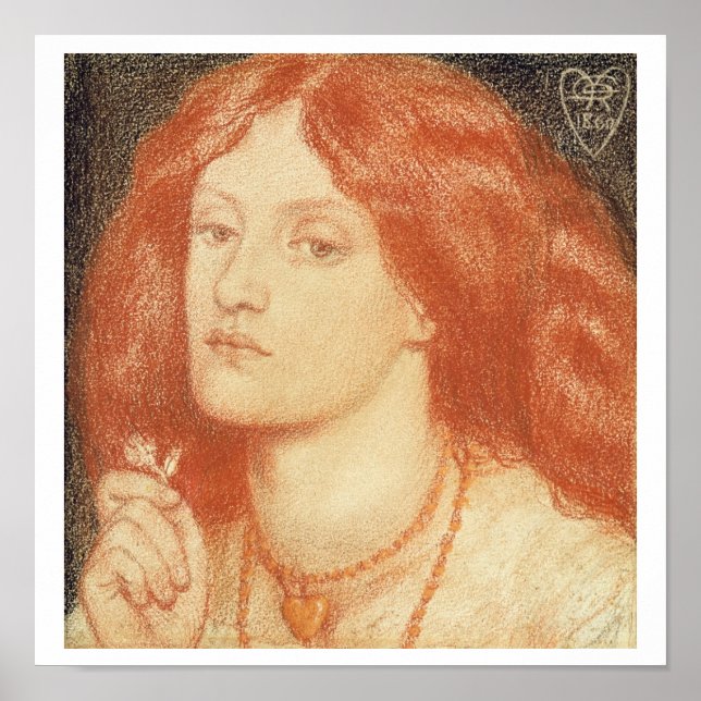 Póster Retrato de Elizabeth Siddal (1834-62), 1860 (rojo) (Frente)