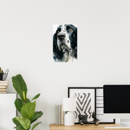 Póster retrato de english springer spaniel con moteado