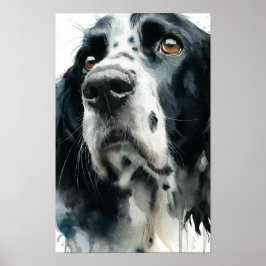 Póster retrato de english springer spaniel con moteado