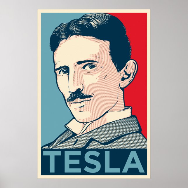 Póster Retrato de esperanza de Nikola Tesla (Frente)