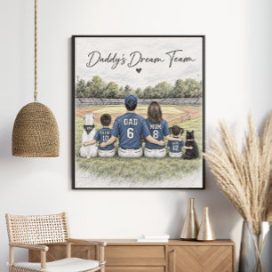 Póster Retrato de familia de béisbol del equipo de ensueñ
