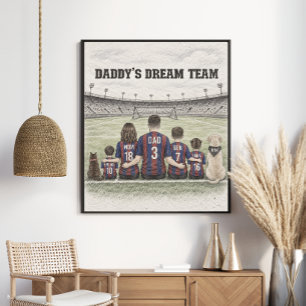 Póster Retrato de familia de fútbol Equipo de ensueño de