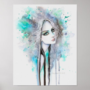 Póster Retrato de fantasía de fantasma teñido de verde