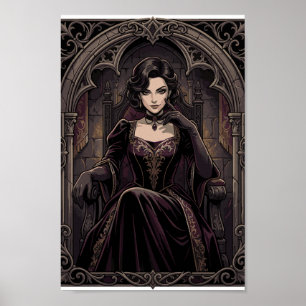 Póster Retrato de Fantasía de la Realeza Vampira Reina Os