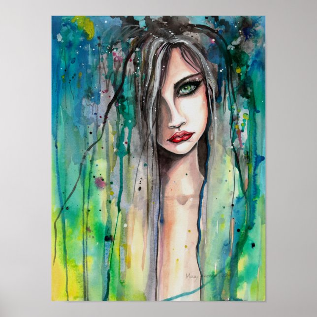 Póster Retrato de fantasía en pintura Resumen 12 x 16 (Frente)