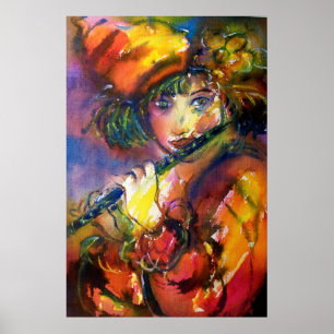 Póster RETRATO DE FLAUTISTA / Máscara veneciana