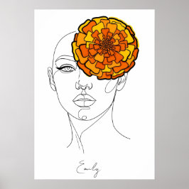 Póster Retrato de Flor de Cumpleaños de Octubre Personali