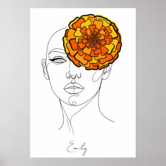 Póster Retrato de Flor de Cumpleaños de Octubre Personali