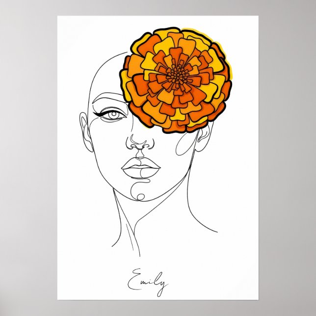 Póster Retrato de Flor de Cumpleaños de Octubre Personali (Frente)