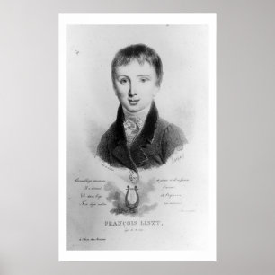 Póster Retrato de Franz Liszt (1811-86) de 11 años (engra