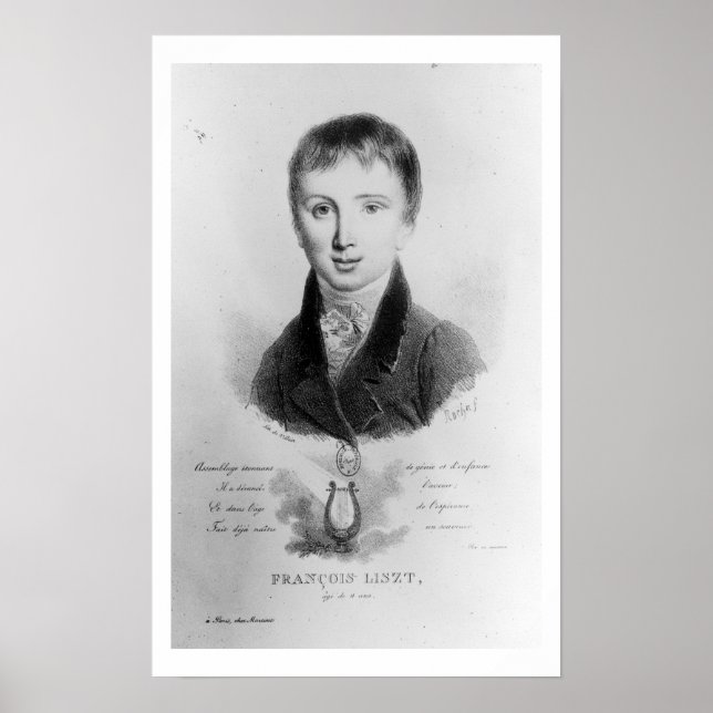 Póster Retrato de Franz Liszt (1811-86) de 11 años (engra (Frente)
