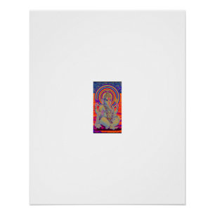 Póster Retrato de Ganesha con halo de arcoíris y loto