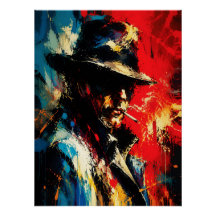 Retrato de gánster Pintura abstracta Estilo vintag