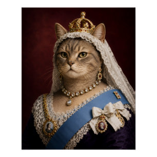 Póster Retrato de gato de la Reina Victoria – Gato Real V