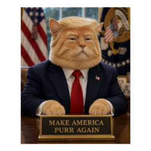Póster Retrato de gato de Trump: haz que América vuelva a