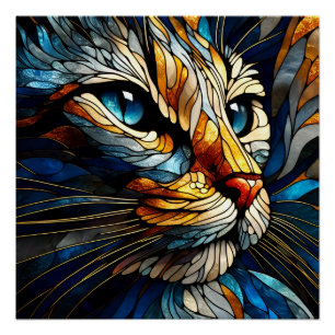 Póster Retrato de gato - Elegancia de guiños