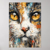 Retrato de gato expresionista abstracto moderno an
