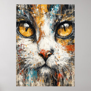 Póster Retrato de gato expresionista abstracto moderno an