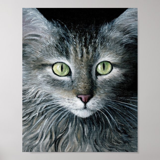 Póster Retrato de gato gris 478 (Frente)