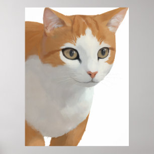 Póster Retrato de gato naranja y blanco