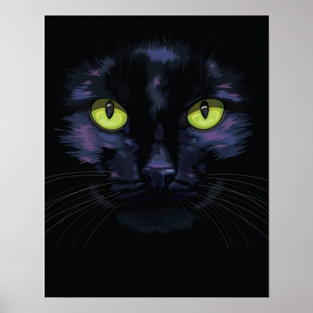 Póster Retrato de gato negro (Frente)
