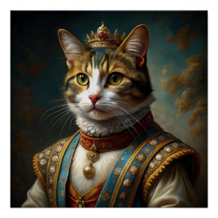 Póster Retrato de gato renacentista