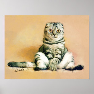 Póster Retrato de gato Scottish Fold sentado