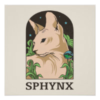Retrato de gato Sphynx dibujado a mano