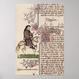 Póster Retrato de Geoffrey Chaucer en facsímil de