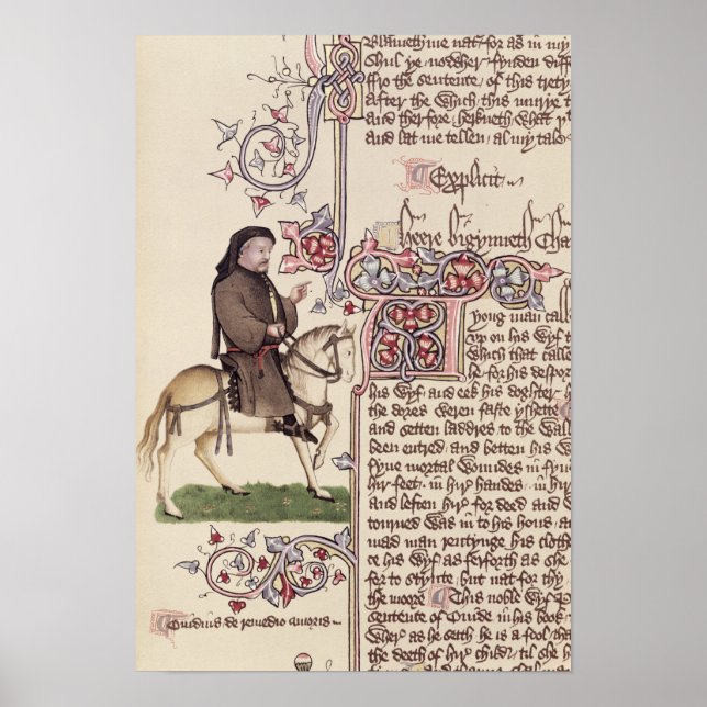 Póster Retrato de Geoffrey Chaucer en facsímil de (Frente)
