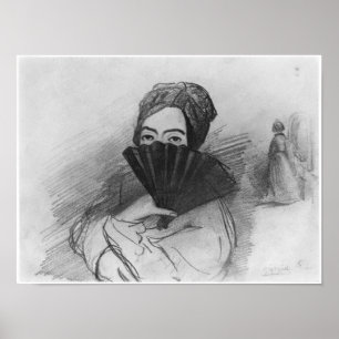 Póster Retrato de George Sand detrás de su fan