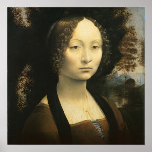 Póster Retrato de Ginevra Benci de Leonardo da Vinci