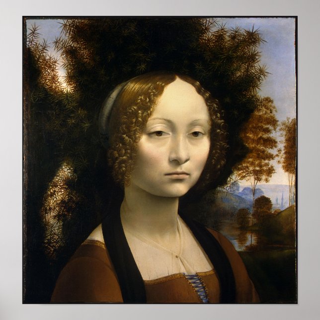 Póster Retrato de Ginevra de Benci de Leonardo da Vinci (Frente)