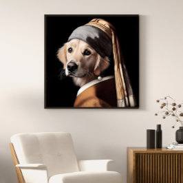 Póster Retrato de Golden Retriver Famosa pintura de Verme
