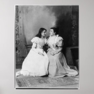 Póster Retrato de Helen Keller y Anne Sullivan