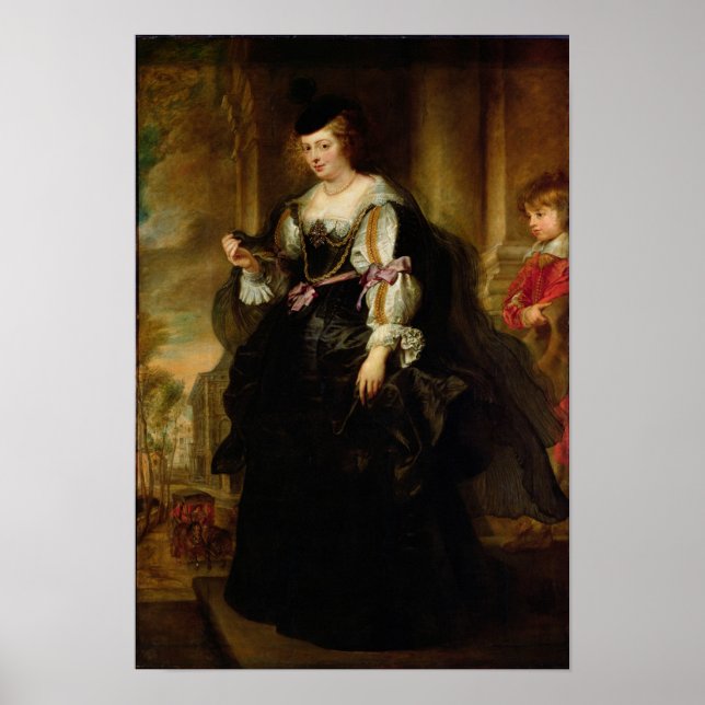 Póster Retrato de Helene Fourment with a Coach, c.1639 (Frente)