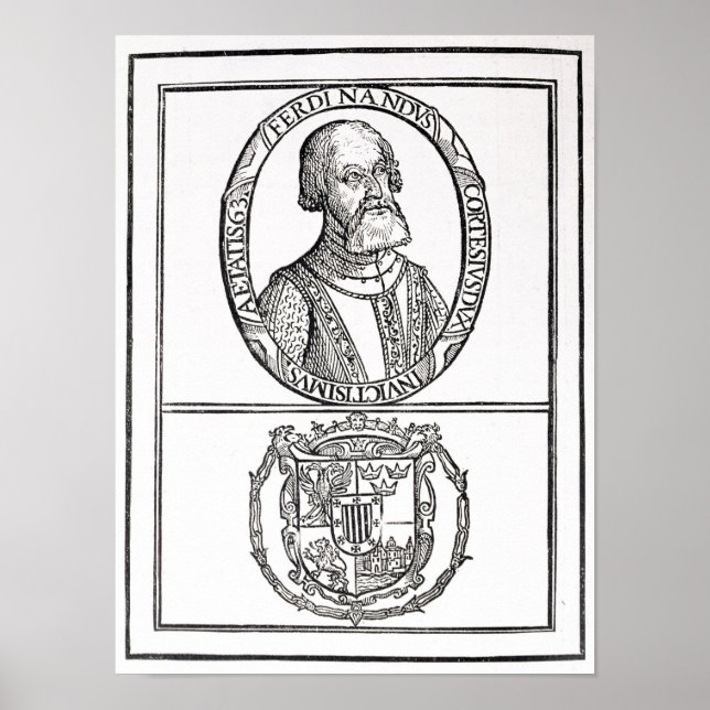 Póster Retrato de Hernado Cortes y sus brazos (Frente)